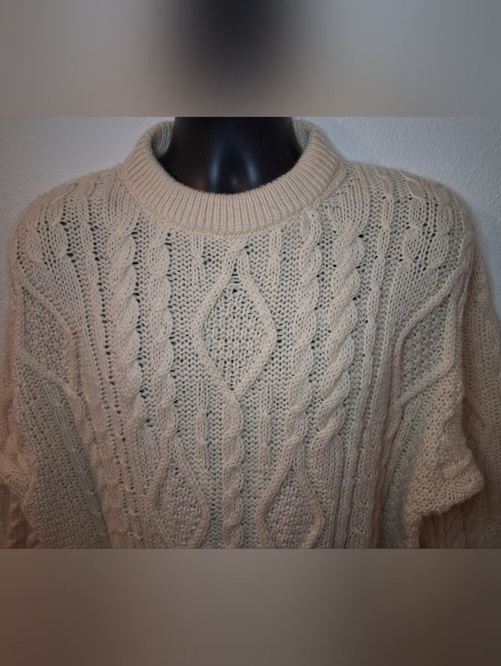 VTG James Pringle Men's Small Wool Sweater Cable Knit Fishermans Aran Scotland - Picture 2 of 10